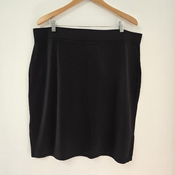 Logo Lori Goldstein Skirt Size 1X Black Pull-On Side Slits Stretch Knee Length - Picture 4 of 8